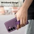 thumbnail image 4 of Designed for Samsung Galaxy S25 Edge Magnetic Phone Case,With Contractile WristBand,Compatible with Mag-safe,PU Leather Shockproof Heavy Duty Anti-fall Anti-Scratch Phone Case Cover,Purple, 4 of 9