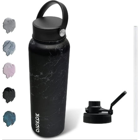 

Insulated Sports Water Bottle with Straw(27oz--64oz) Stainless Steel Water Bottles Keep Cold for 24h & Hot for 12h Half Gallon Water Bottles Great for Hiking and Camping