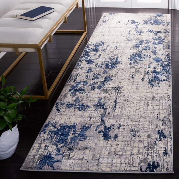 Safavieh Meadow Bairre Abstract Runner Rug, Ivory Gray/Blue, 2'7" x 8'