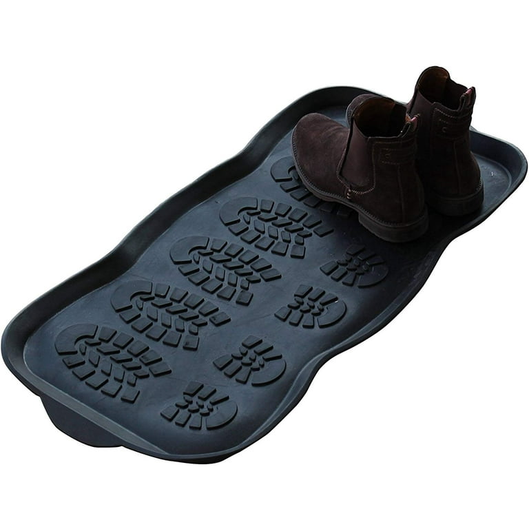 Art & Artifact Extra Large Rubber Boot Tray Wet Shoe Mat 32 inch x 16 inch, International Hello Goodbye