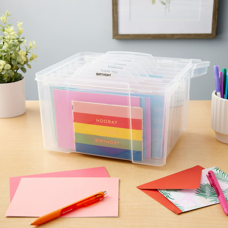 Greeting Card & Craft Keeper by Simply Tidy - Acid Free Storage Organizer  Include Six Dividers - 1 Pack