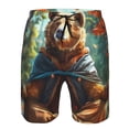 thumbnail image 4 of Yiaed Maple Meditating Bear Print Men's Swim Trunks with Lining Quick Dry Sports Shorts Beach Shorts Boardshorts-Medium, 4 of 5