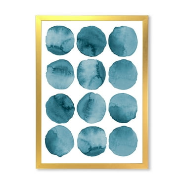 Designart 'Blue Aquamarine Circles Geometric Elements' Modern Framed Art Print