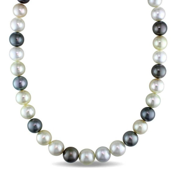 AMOUR 10-12.5 Mm Multi-colored South Sea and Tahitian Pearl Strand Necklace with 14K Yellow Gold Clasp
