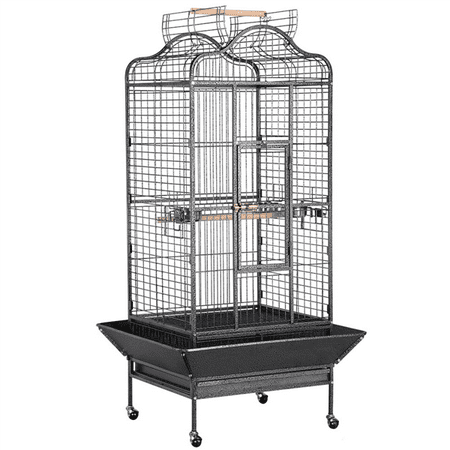 Yaheetech 63''H Open Playtop Extra Large Bird Cage Parrot Cage for African Grey Sun Conures Parakeets Cockatiels, Large Rolling Metal Pet Cage with Stand & Open