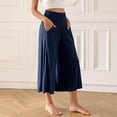 thumbnail image 3 of Women Fold Over Waist Lounge Capris Gaucho Wide Leg Flowy Cropped Pants Casual Yoga Culotte Pajama Bottom, 3 of 4