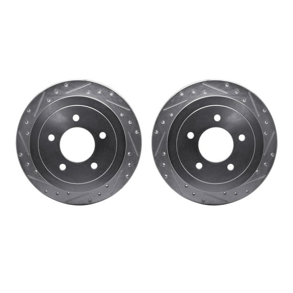 Dynamic Friction Company Rear Brake Rotors-Drilled and Slotted-Silver 7002-54204