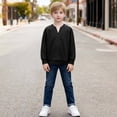 thumbnail image 5 of Jalioing Long Sleeve Shirt for Boys Casual Dropped Shoulder V Neck Texture Tops Kids Teens Plain Shirts 4-14 Years, 5 of 7