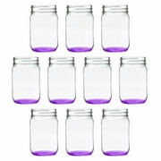 Decorating Mason Jars 12 oz. Set of 10, Bulk Pack - Glass Jars for Overnight Oats, Candies, Fruits, Pickles, Spices, Beverages - Purple