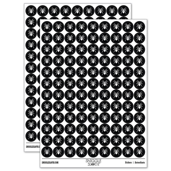 Tarantula Spider Arachnid Bug 200 Round Stickers - Black - Gloss Finish - 0.50" Size
