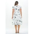 thumbnail image 3 of Off White Grey 1x-2x Plus Size Women's Short Puff Sleeve Midi Floral Cocktail Flare Tea Party, Formal and Casual Dresses, 3 of 5