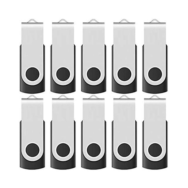 Unidad de memoria flash Usb 2.0 de 16 Gb Unidades de pulgar giratorias Paquete de 10 a granel, con indicador LED, 12 etiquetas blancas extraíbles (negro) Namotu CZDZ-HY28