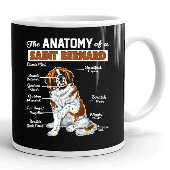 The Anatomy Of A Saint Bernard Dog Mom Dad Dogs Lover Owner Gift Ceramic Mug 11oz (White;11oz)