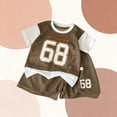 thumbnail image 4 of Atogsazn Toddler Baby Boys Summer Outfit Kids Casual Sports Short Sleeve T-shirt Shorts Set Sports Clothing Coffee 5-6 Years Fashion, 4 of 5
