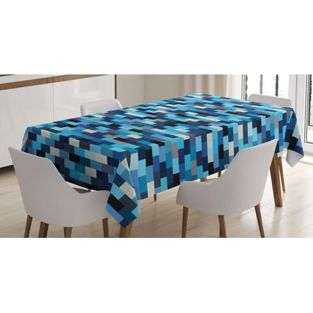 

Abstract Tablecloth Modern Contemporary Geometric Design with Stripe Like Bold Borders in Blue Tones Rectangular Table Cover for Dining Room Kitchen 52 X 70 Inches Multicolor by Ambesonne
