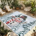 thumbnail image 2 of Outdoor Rug 6x9 ft Christmas Snowman Red Bird Waterproof Outdoor Patio Rug Mat Non Slip Outside Area Rugs Carpet for RV,Camping,Porch,Deck,Pool,Balconybackyard,Winter Blue Snowy Pine Forests, 2 of 9