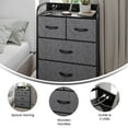 thumbnail image 4 of Emma + Oliver Nightstand with 4 Charcoal Fabric Drawers, Charging Station with 2 USB Ports/Power Outlet, Black Engineered Wood Top, Wood Handles, Metal Frame, 4 of 12