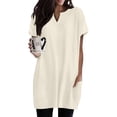 thumbnail image 2 of QASIEATN Women's Casual V Neck Short Sleeve Dress Loose Fit T Shirt Dress with Pockets Shirts for Women, 2 of 9