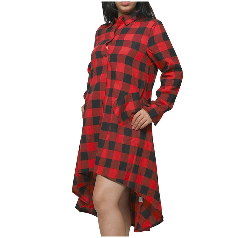 red black shirt dress NWT SZ S OR L Blooming Jelly Womens Plaid SHIRT DRESS Flannel Ruched Button Down