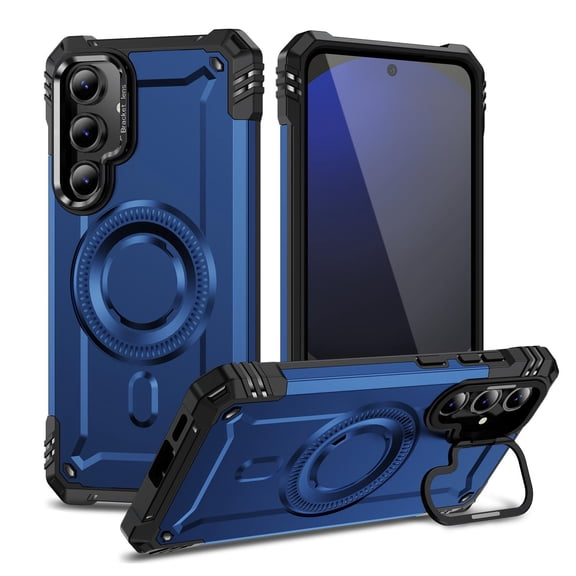 Allytechgroup for Samsung Galaxy S23 Case with Camera Kickstand, [Include 1x Screen Protector] Support Wireless Charging Magnetic Phone Case for Women Men Military Grade Drop Protection, Blue