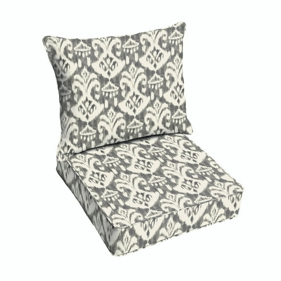 Grey and Cream Indoor/Outdoor Deep Seating Pillow and Cushion Set, Corded