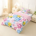 thumbnail image 2 of Erosebridal Pink Blue Flower Queen Comforter Set for Kids Girls, Colorful Groovy Floral Bedding Comforter Set, Pink Reversible 2pcs, 1 Comforter and 2 Pillowcases, 2 of 6