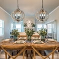 thumbnail image 3 of LNC Quaint 3-Light Farmhouse Distressed Grayish White Wood and Rustic Black Globe Small 14-20"W Chandelier, 3 of 13