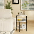 thumbnail image 4 of Marble Side End Table Set, 3-Tier Sofa Side Table, Small Round Coffee Bedside Corner Table with Metal Frame for Living Room Bedroom (2, White&Black), 4 of 6