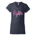 thumbnail image 2 of Wild Bobby, Fighter Breast Cancer Survivor, Breast Cancer Awareness, Women Standard V-Neck Tee, Navy, XX-Large, 2 of 4