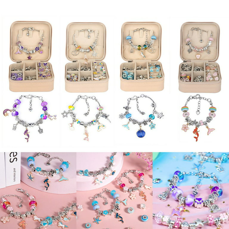 66Pcs Charm Bracelet Making Kit with Jewelry Box, Teen Girl Gifts