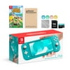 Nintendo Switch Lite Turquoise with Animal Crossing: New Horizons, Mytrix 128GB MicroSD Card and Accessories NS Game Disc Bundle Best Holiday Gift