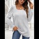 thumbnail image 5 of Camisas Tipo Túnica para Mujer, Camisas Holgadas de Larga, Camisas de Cuello Cuadrado Gris S, 5 of 8
