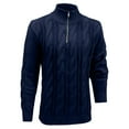thumbnail image 2 of XUNKUSGA Mens Sweater Quarter Zip Knit Sweater Long Sleeve Mock Neck Cable Knit Sweaters for Men Vintage Solid Color Fall Pullover Sweater S-3XL Blue, 2 of 3