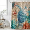 thumbnail image 4 of Shower Curtain Sea Turtle Bathroom Curtains with Hooks, Waterproof Fabric Nautical Anchor Coral Vintage Marine Life Bath Shower Curtains Set for Bathroom Bathtubs Decor 36x72 Inch, 4 of 9