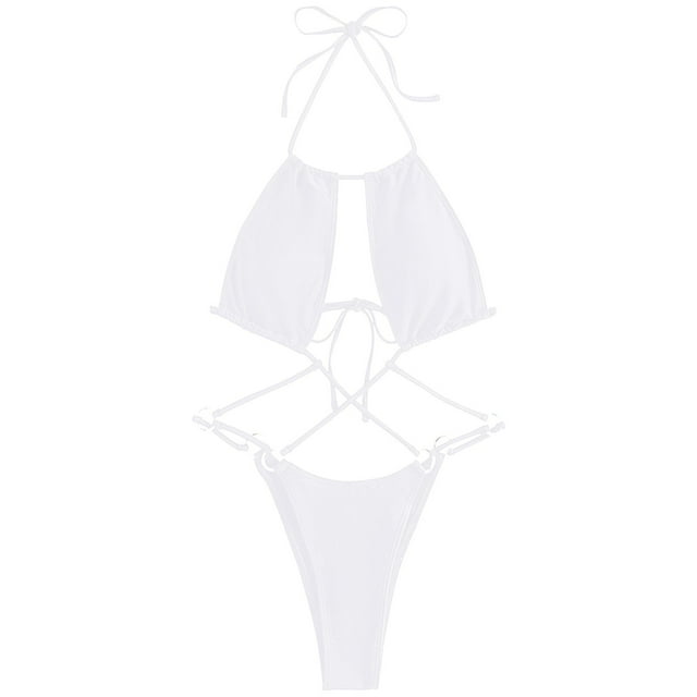Gubotare Maillot de Bain une Pièce pour Femmes à Volants avec UPF 50+, Blanc Taille Unique