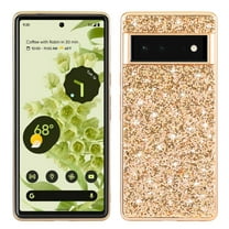 Cowithday for Google Pixel 7a Phone Case, Glitter Sparkle Bling Shiny Diamond Slim Shockproof Soft TPU Silicone Anti-Slip Protective Case Cover for Women Girls for Google Pixel 7a 5G (6.1"), Gold