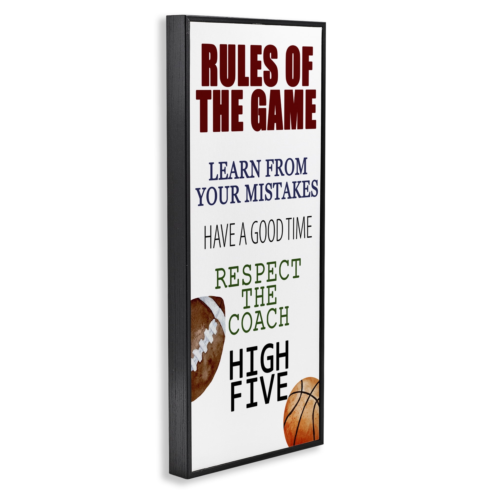 Motivational Rules Of The Game Black Framed Giclee Art, design by Kim Allen