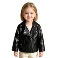 thumbnail image 4 of Infant Baby Girls Toddler Moto Jacket Long Sleeve Zip Up Faux Leather Warm Cozy Windproof Elegant Outerwear 9-12 Months, 4 of 9