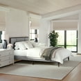 thumbnail image 5 of Martha Stewart Jett Queen Size Solid Wood Platform Bed with Upholstered Base and Inset Paneled Headboard, Wood Slat Bottom, No Box Spring Needed, Brown Gray/Gray, 5 of 11