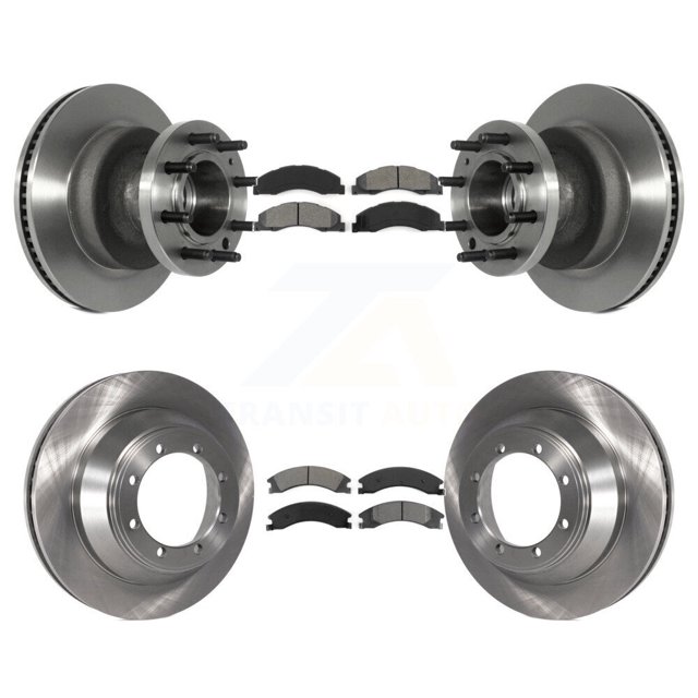 Transit Auto Front Rear Disc Brake Rotors and Semi-Metallic Pads Kit for Car 2009-2010 Ford E-450 Super Duty DIESEL engine with Dual Wheels K8S-103093
