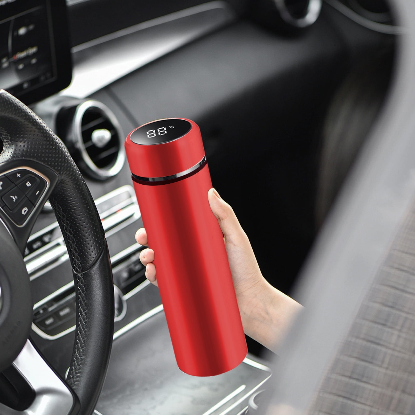 LSLJS Stainless Steel Insulated Water Bottle, 17oz Poratble Vacuum Tumbler Cup with Temperature Digital Display, Hot & Cold Double Walled Thermos Simple Style BPA-Free Reusable Sports Water Bottle