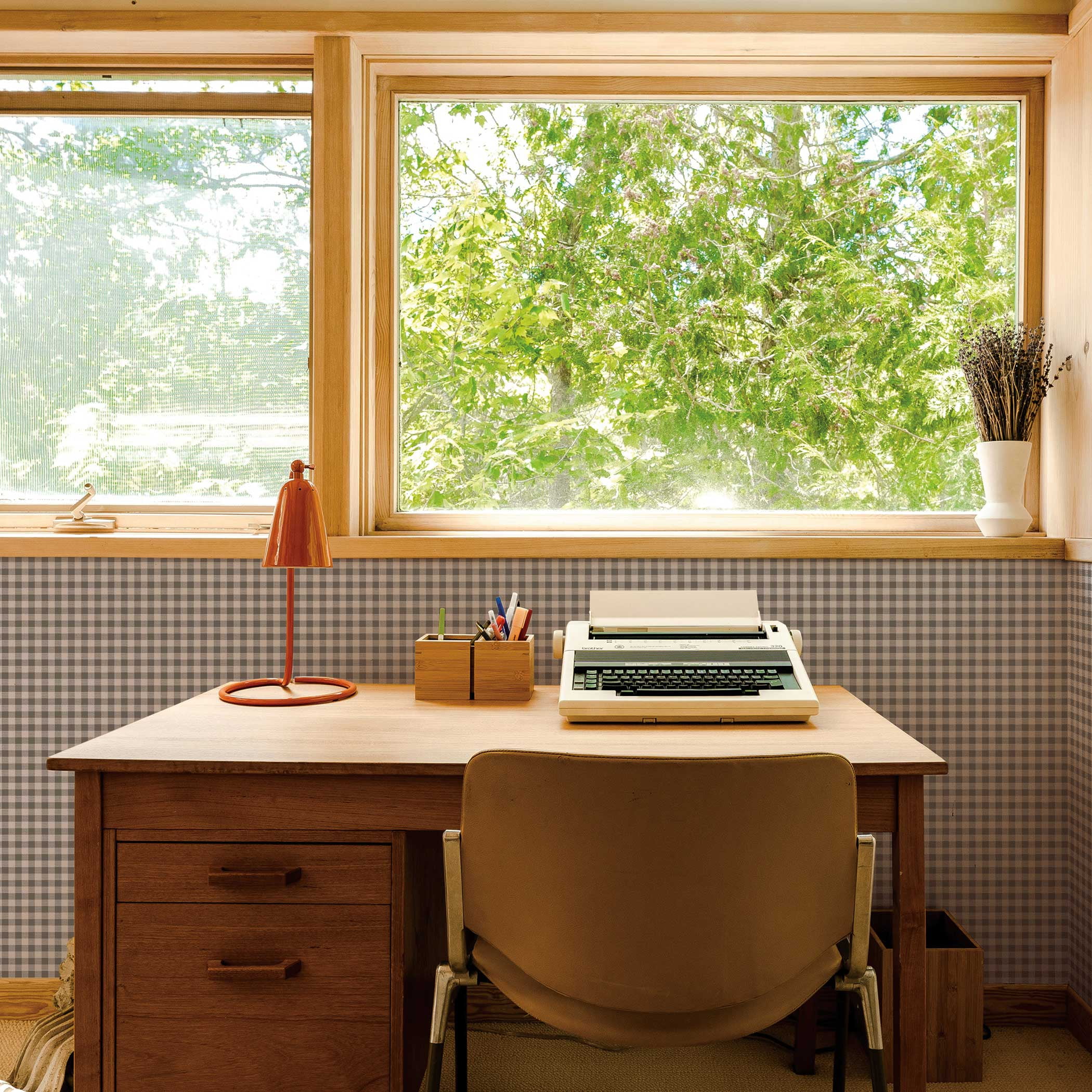Tempaper Gingham Check Cocoa Removable Peel and Stick Wallpaper, 20.5" x 16.5'
