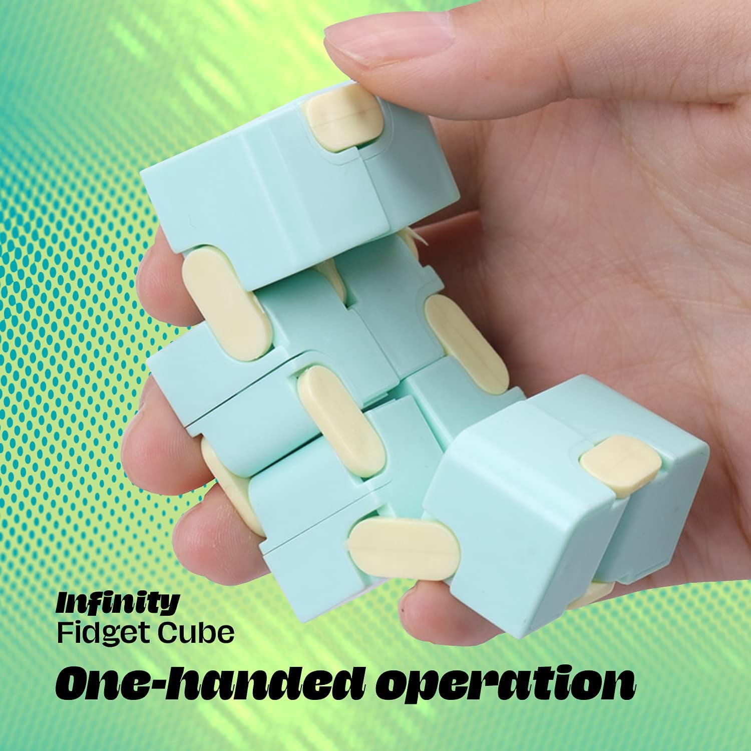 Oren Fidget Cube Pack, Infinity Cubes for Sensory Play, Handheld Puzzle Game for Children, Teens - Promotes Fun, Stress Relief & Focus, Blue, Green, Pink, And Yellow - Set of 4