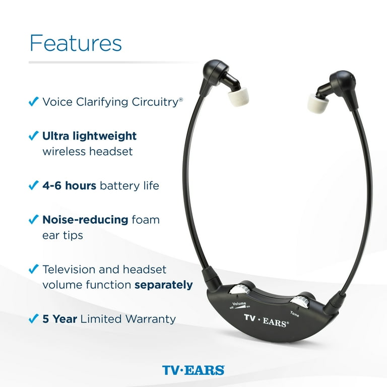 TV Ears Digital Wireless Headset, Voice Clarifying Dual Headphones