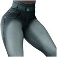 thumbnail image 2 of Dowegor Jeggings for Women Women Casual Fashion Faux Denim Jeans High Waist Button Stretch Leggings Skinny Jeans for Women Cute Jeans for Women Womens Jeggings Black M sale, 2 of 7