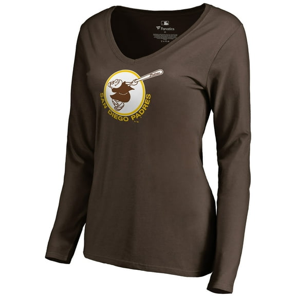 Women's Brown San Diego Padres Cooperstown Collection Forbes Long Sleeve V-Neck T-Shirt