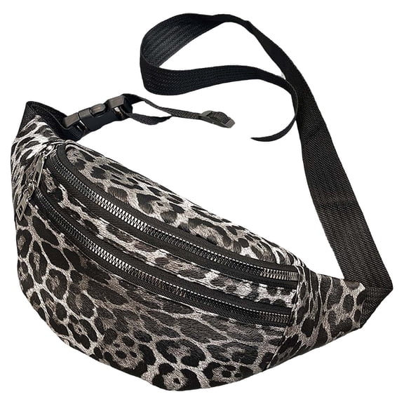 Uobin Unisex Leopard‑Print Fanny Pack, Water‑Resistant Multi‑Zipper Crossbody Chest Waist Bag, Adjustable Lightweight Sling Pouch for Casual Outdoor Daily Use