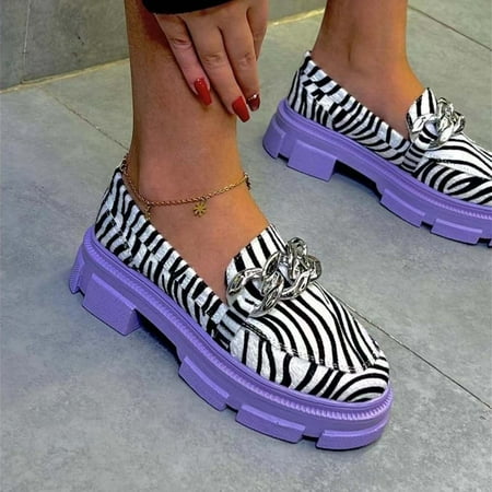 

jsaierl Woman s Fashion Casual Round Toe Slip On Flock Middle Heels Square Heel Color Matching Shoes