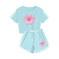 thumbnail image 4 of snilers Girls Clothes 2 Piece Outfits Athletic Short Sets Floral Print T Shirts and Shorts Summer Clothing Set Size 5-14 Years, 4 of 8