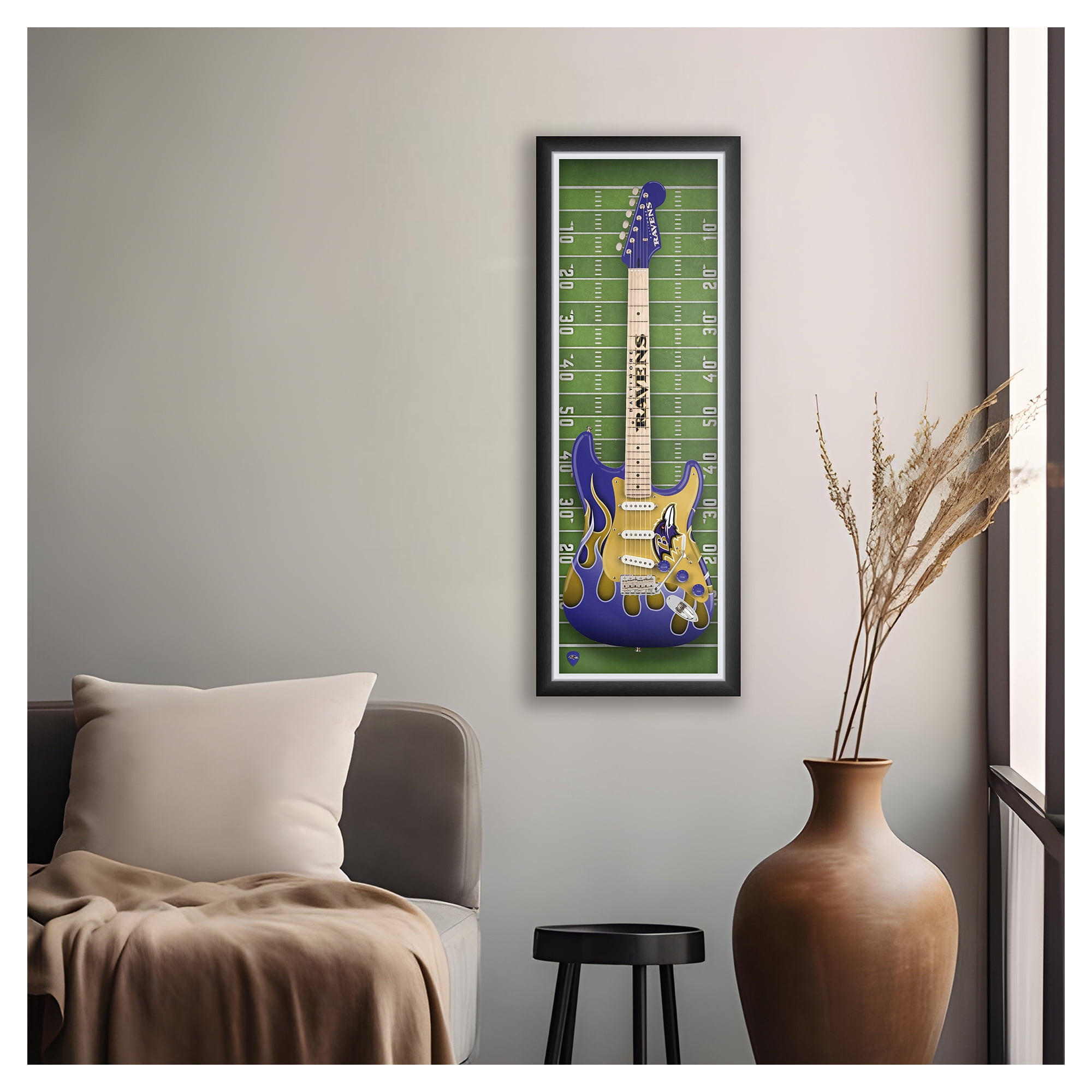 Baltimore Ravens 14" x 37" Framed Electric Guitar Print
